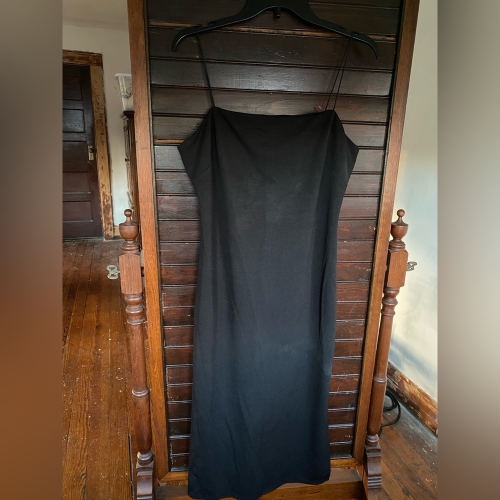 NWT Strappy Black Dress with Slit